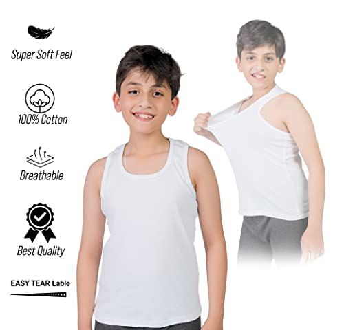 orbiz Boys/Girls Pack of 5 Kids Vests | 100% Pure Cotton Interlock Vests | Tank Tops Sleeveless Vests Undershirts 3-13 Years Multicolour