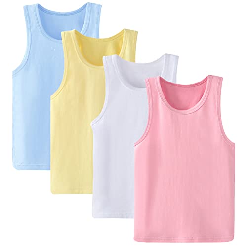 Anntry 2-8 Years Little Girls Solid Colors Soft Camisole Undershirts 4 Pack Kids Comfort Breathable Tank Tops (Colors-1, 4-5 Years)