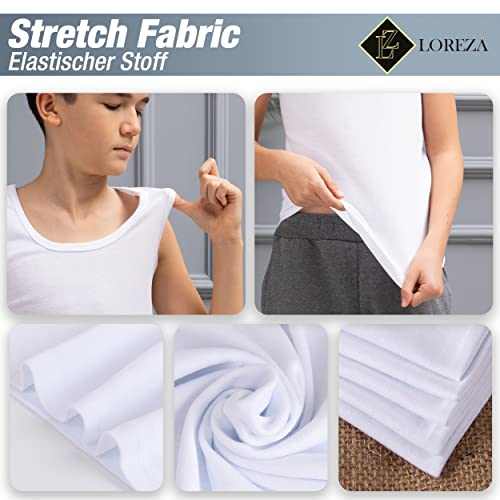 LOREZA ® Boys Vests White - 100% Cotton 14-15 Years - 6 Pcs.