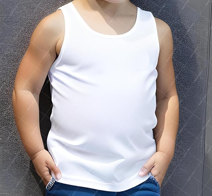 AVENANT® Boys Kids White Vest Tank Top-Pack of 3 Vests 100% Cotton Summer Vest Soft, Comfy, Plain Sleeveless Undershirt Fitted Vests. Everyday Wear Back to School Kids. Size 6-8 Year (Pack 3)