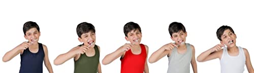 orbiz Boys/Girls Pack of 5 Kids Vests | 100% Pure Cotton Interlock Vests | Tank Tops Sleeveless Vests Undershirts 3-13 Years Multicolour