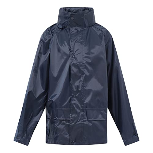 Kids Waterproof Jacket & Trousers Suit Set in Black, Navy Blue or Royal Blue Childs Childrens Boys Girls WR225J (9-10 Years, Navy Blue)