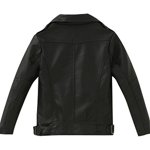 Bebone Children's Collar Motorcycle Leather Coat Boys Faux Leather Jacket (5-6T) Black