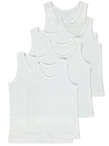 HDUK Childrens Underwear Back to School 6 Pack of Boys Cotton Warm Vests, White , 6-8 Years