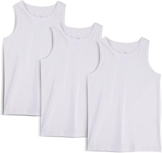 Boys 3 Pack Vest 100% Cotton, Plain Classic White | Everyday, Athletic Wear | Stylish, Fitted Tank Top | Easy Fit, Super Soft, Comfortable, School, PE, All Day Wear | Size 2-8 Years