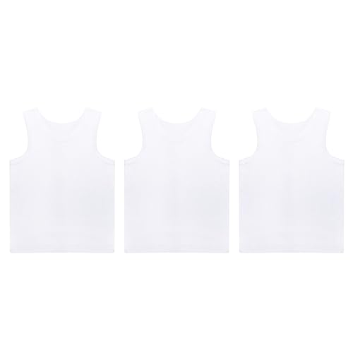Boys 3 Pack Vest 100% Cotton, Plain Classic White | Everyday, Athletic Wear | Stylish, Fitted Tank Top | Easy Fit, Super Soft, Comfortable, School, PE, All Day Wear | Size 2-8 Years