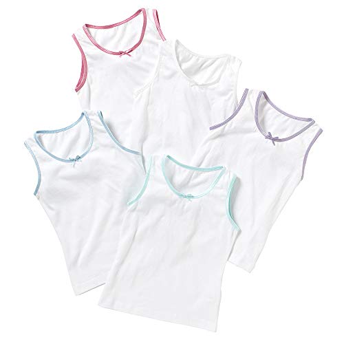Just Essentials Girls Back to School 3 or 5 Pack Cotton Vests UK Seller - White 5 Pack - 5/6 Years