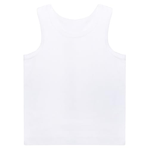 Boys 3 Pack Vest 100% Cotton, Plain Classic White | Everyday, Athletic Wear | Stylish, Fitted Tank Top | Easy Fit, Super Soft, Comfortable, School, PE, All Day Wear | Size 2-8 Years
