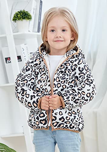 Kids4ever Baby Boys Girls Coat Leopard Print Jacket Winter Warm Fleece Zipper Hooded with Two Pockets Windproof Snowsuit Outerwear 18-24 Months