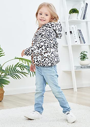 Kids4ever Baby Boys Girls Coat Leopard Print Jacket Winter Warm Fleece Zipper Hooded with Two Pockets Windproof Snowsuit Outerwear 18-24 Months