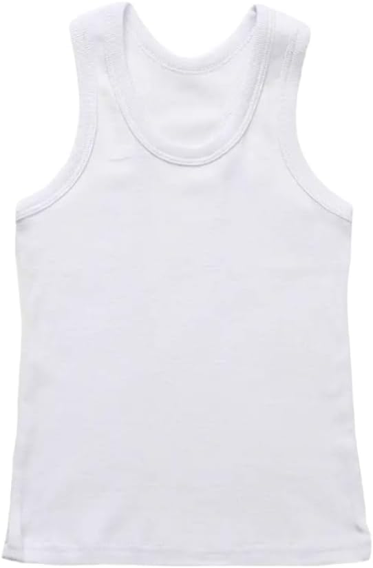 COSHAL® Boys Vests 100% Cotton Childrens Vests White Sleeve-Less Plain Undershirts Slim Fit Summer Top Vest Every-Day wear, Kids Back to School Boys Girls Vest Shirts (Pack 3) 12-13 Yrs