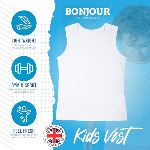 Back to School 6 Pack Boys 100% Cotton Warm Vests/Available in Ages 1 up to 13 Years (Boys, 6-8 Years)