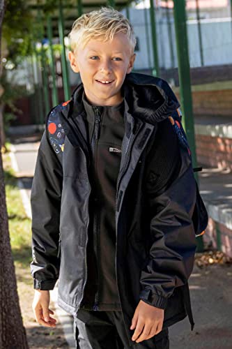 Mountain Warehouse Bracken Extreme Kids 3 in 1 Jackets - Waterproof Boys & Girls Rain Jacket, Breathable, Taped Seams, Mesh Lined Kids Coat - For Travelling Black 11-12 Years