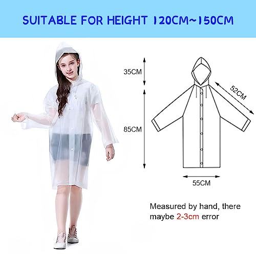Vicloon Kids Portable Raincoat, 2 Pack Rain Poncho Kids Waterproof with Hoods and Sleeves, Reusable Rain Resistant Poncho for Camping, Emergency Situations, Travel