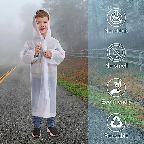 Vicloon Kids Portable Raincoat, 2 Pack Rain Poncho Kids Waterproof with Hoods and Sleeves, Reusable Rain Resistant Poncho for Camping, Emergency Situations, Travel