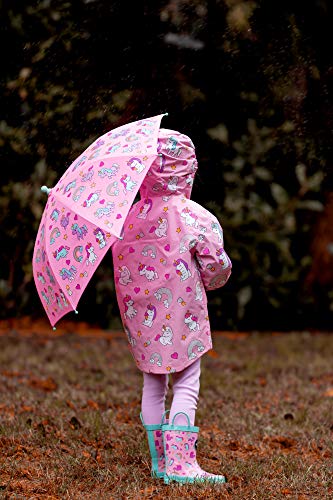 Fringoo Colour Changing Raincoat for Kids Age 1-6 Outdoor Waterproof Jacket with Warm Lining and Hood for Boys and Girls Lightweight and Machine Washable