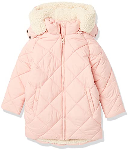 Amazon Essentials Girls' Long Quilted Cocoon Puffer Coat, Light Pink, 8 Years