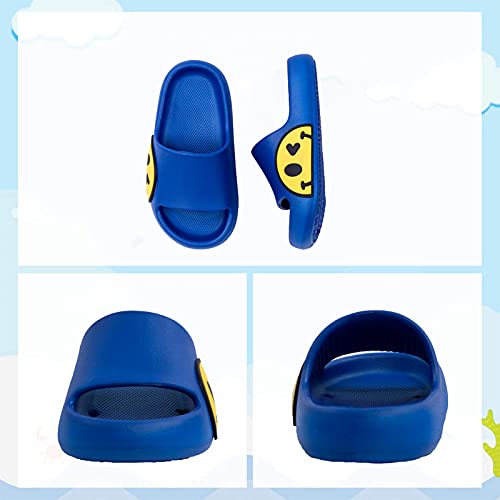 Girls Boys Beach Slippers Summer Sliders Sandals,EVA Open Toe Soft Slides,Bathroom Pool Shower Anti-Slip Shoes Flip Flops for Indoor & Outdoor(blue,11/12 UK Child)