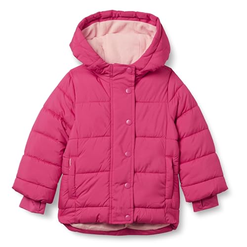 Amazon Essentials Girls' Heavyweight Hooded Puffer Jacket, Pink, 4 Years
