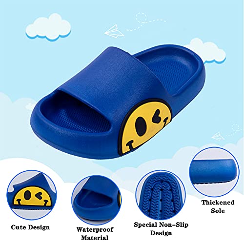 Girls Boys Beach Slippers Summer Sliders Sandals,EVA Open Toe Soft Slides,Bathroom Pool Shower Anti-Slip Shoes Flip Flops for Indoor & Outdoor(blue,11/12 UK Child)