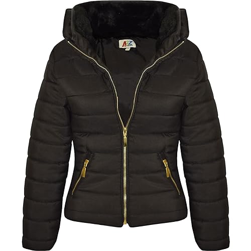 A2Z 4 Kids Girls Jacket Kids Stylish Padded Black Puffer Bubble - Puffer Jacket. Black 7-8