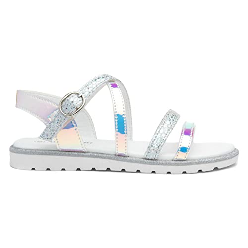 Walkright Girls Silver Iridescent Strappy Sandal - Size 10 Child UK - Multicolour