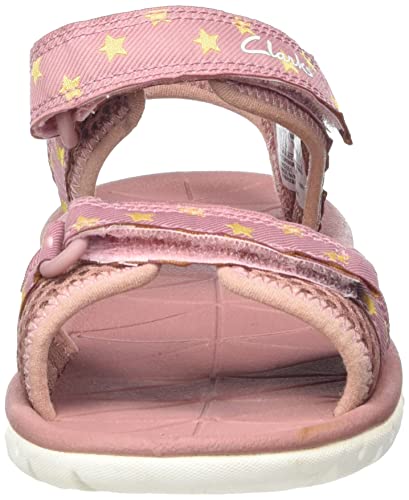 Clarks Surfing Tide Kid Textile Sandals In Dusty Pink Standard Fit Size 8½
