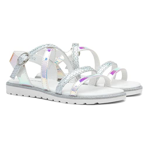 Walkright Girls Silver Iridescent Strappy Sandal - Size 10 Child UK - Multicolour