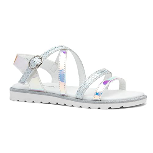 Walkright Girls Silver Iridescent Strappy Sandal - Size 10 Child UK - Multicolour