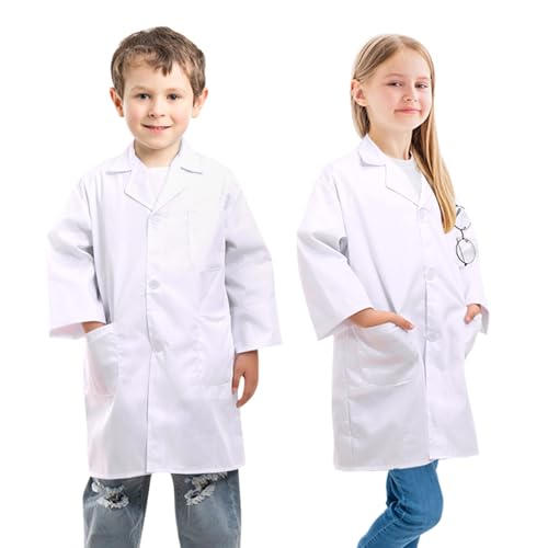 Beautyshow Kids Lab Coats, Boys Girls White Lab Coat, Children Cotton Medical Lab Coat Doctors Coat Science Lab Coats Laboratory Coat Fancy Dress Costumes School Student Child Role Play Dress Up, XL