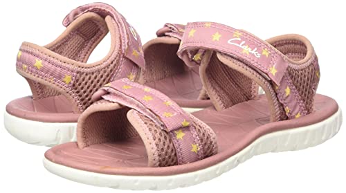 Clarks Surfing Tide Kid Textile Sandals In Dusty Pink Standard Fit Size 8½