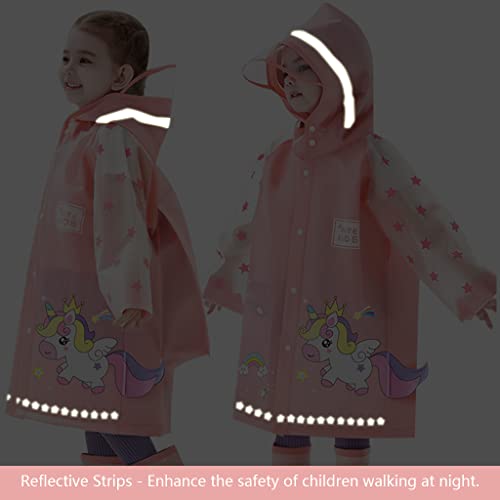 Kids Raincoats Waterproof Rain Jacket Hooded Rain Poncho Toddler Boys Girls Rain Suit Reusable Rainwear with Backpack Cover 1-8 Years