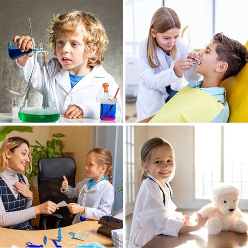 Beautyshow Kids Lab Coats, Boys Girls White Lab Coat, Children Cotton Medical Lab Coat Doctors Coat Science Lab Coats Laboratory Coat Fancy Dress Costumes School Student Child Role Play Dress Up, XL