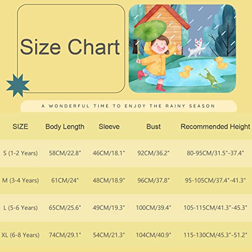 Kids Raincoats Waterproof Rain Jacket Hooded Rain Poncho Toddler Boys Girls Rain Suit Reusable Rainwear with Backpack Cover 1-8 Years