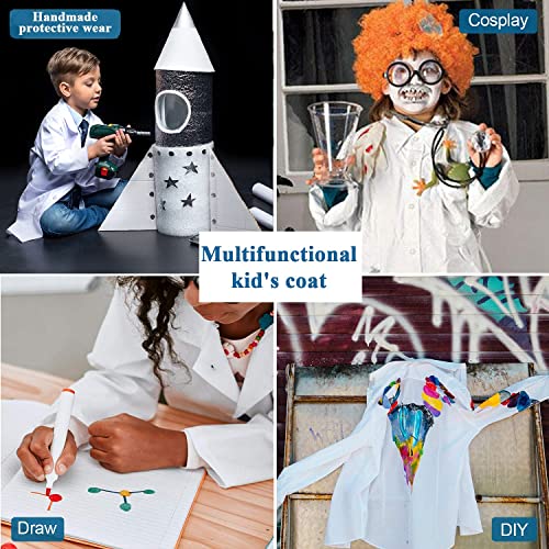 KUMARS White Lab Coat Kids, Coats for Children, Boys Girls Cotton Science Medical, Child Laboratory Doctors Fancy Dress Role Play Up Costumes School Student, XL, 10-12 Years