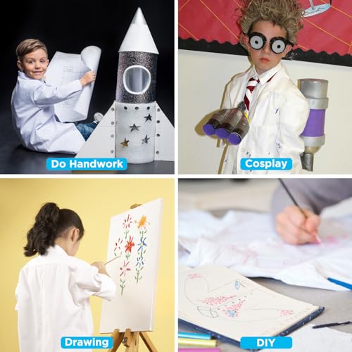 Beautyshow Kids Lab Coats, Boys Girls White Lab Coat, Children Cotton Medical Lab Coat Doctors Coat Science Lab Coats Laboratory Coat Fancy Dress Costumes School Student Child Role Play Dress Up, XL