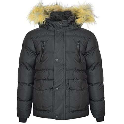 A2Z Kids Childrens Boys Padded Winter Coat School Hooded Fleece Lined Jacket - Jacket JK29 Black 9-10