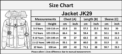 A2Z Kids Childrens Boys Padded Winter Coat School Hooded Fleece Lined Jacket - Jacket JK29 Black 9-10