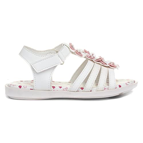 Walkright Girls White Sandal with Flowers - Size 8 Child UK - White