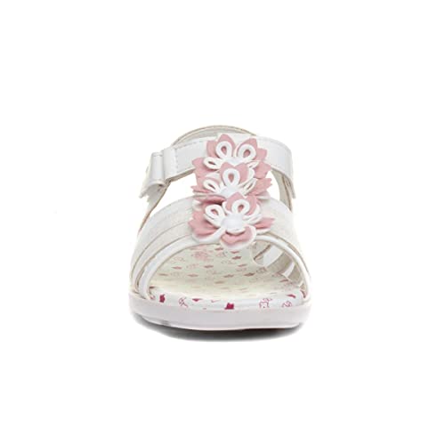 Walkright Girls White Sandal with Flowers - Size 8 Child UK - White
