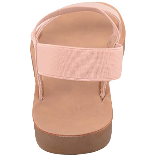 ABSOLUTE FOOTWEAR Childrens Kids Girls Easy Slip On Elasticated Two Toned Summer Holiday Sandals - Nude - UK Child 1 / EU 33-34