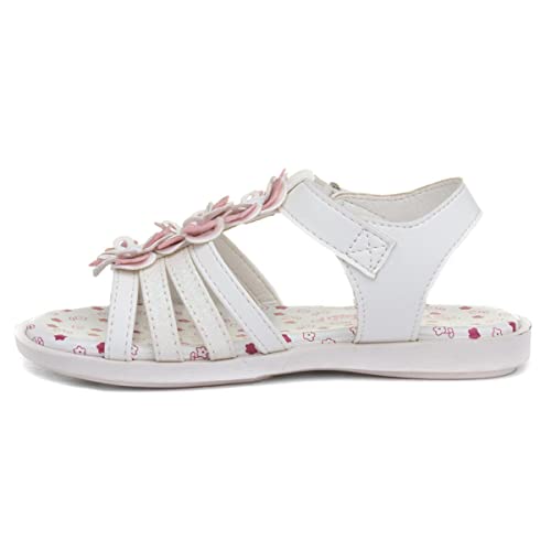 Walkright Girls White Sandal with Flowers - Size 8 Child UK - White
