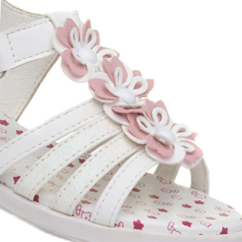 Walkright Girls White Sandal with Flowers - Size 8 Child UK - White