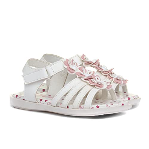 Walkright Girls White Sandal with Flowers - Size 8 Child UK - White