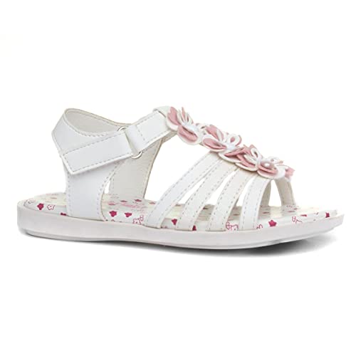 Walkright Girls White Sandal with Flowers - Size 8 Child UK - White