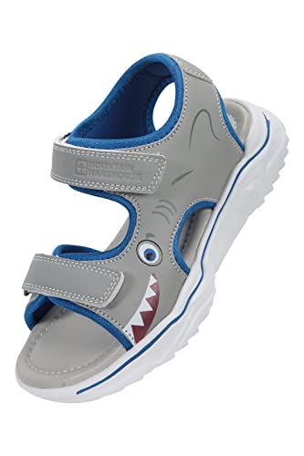 Mountain Warehouse Character Junior Sandals - Neoprene Lined, Touch Strap Fastening, EVA cushioned Girls & Boys Shoes -Best for Summer, Beach, Walking, Hiking & Outdoors Grey Kids Shoe Size 8 UK