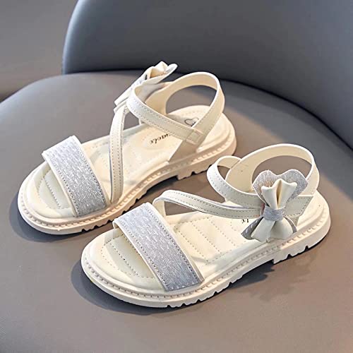 Gavena Girl Sandals Summer Sandals Ankle Strap Sandals Open Toe Beach Pool Shoes for Little Big Girls（Butterfly White, 11.5 UK Child