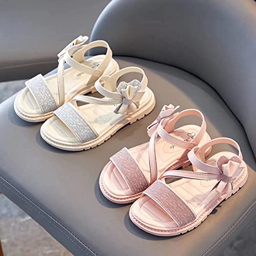 Gavena Girl Sandals Summer Sandals Ankle Strap Sandals Open Toe Beach Pool Shoes for Little Big Girls（Butterfly White, 11.5 UK Child