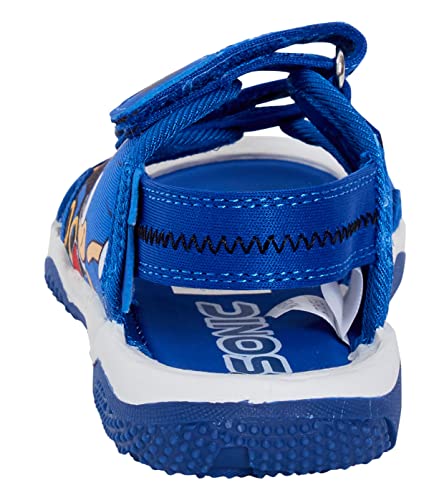Sonic The Hedgehog Sports Sandals for Boys Sega Open Toe Easy Fasten Sliders Summer Shoes Blue 10 UK Child
