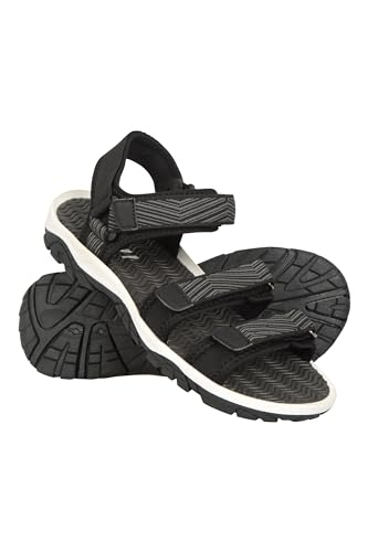 Mountain Warehouse Reef 3 Strap Kids Sandals - Neoprene Lined Boy & Girls Beach Shoes, Durable Sandals, Hook & Loop, Quick Dry Summer Footwear - for Beach Walking Black Kids Shoe Size 13 UK